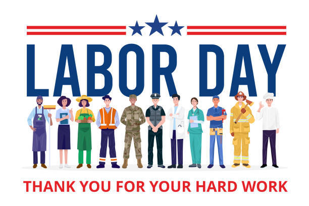 Happy Labor Day with workers represented